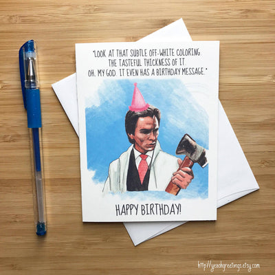 American Psycho Birthday Card, Pop Culture Birthday Gift