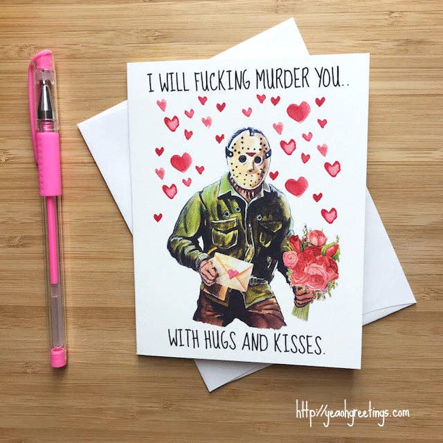 Funny Jason Friday the 13th Love Card, Horror Valentine Card