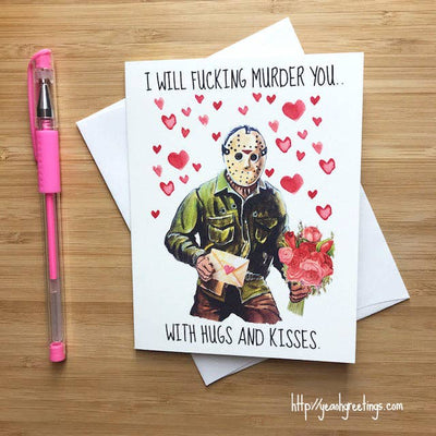 Funny Jason Friday the 13th Love Card, Horror Valentine Card