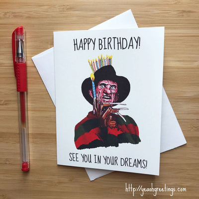 Freddy Krueger Birthday Card, Horror Movie Birthday Card