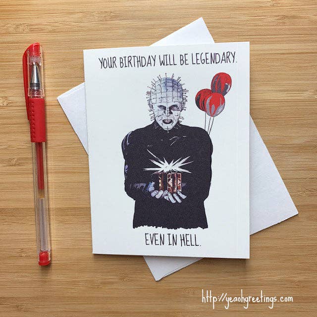 Hellraiser Pinhead Horror Birthday Card, Horror Movie Gift